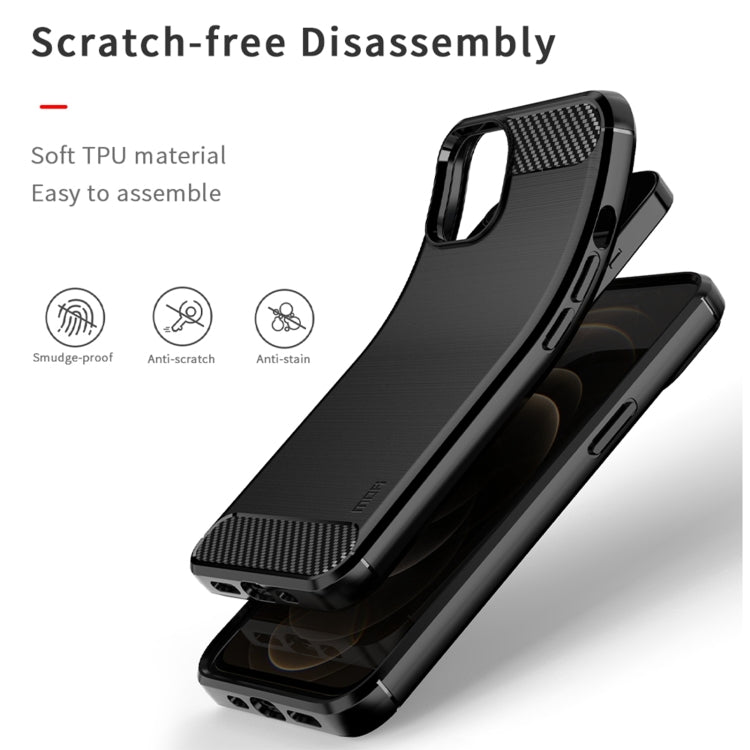 For iPhone 13 mini MOFI Gentleness Series Brushed Texture Carbon Fiber Soft TPU Case  (Black) - iPhone 13 mini Cases by MOFI | Online Shopping South Africa | PMC TechLife | Buy Now Pay Later Mobicred