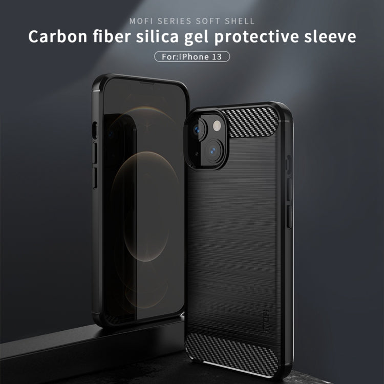 For iPhone 13 MOFI Gentleness Series Brushed Texture Carbon Fiber Soft TPU Case (Black) - iPhone 13 Cases by MOFI | Online Shopping South Africa | PMC Jewellery