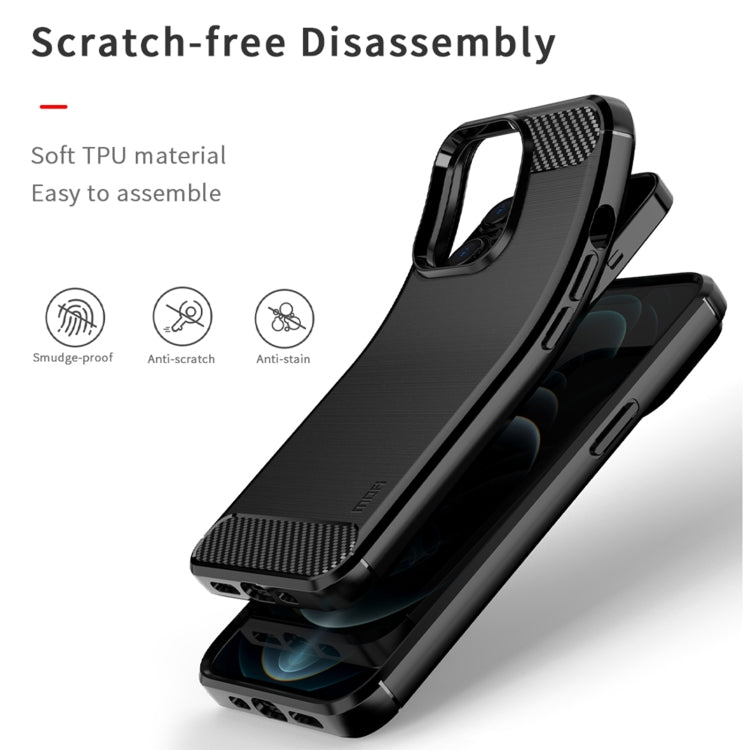 For iPhone 13 Pro MOFI Gentleness Series Brushed Texture Carbon Fiber Soft TPU Case  (Black) - iPhone 13 Pro Cases by MOFI | Online Shopping South Africa | PMC Jewellery | Buy Now Pay Later Mobicred