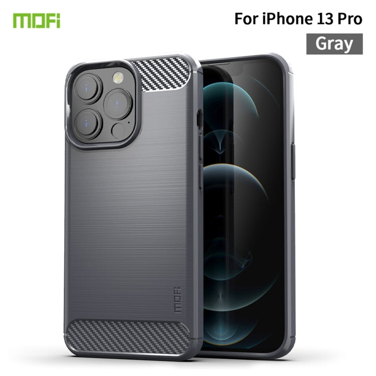 For iPhone 13 Pro MOFI Gentleness Series Brushed Texture Carbon Fiber Soft TPU Case  (Gray) - iPhone 13 Pro Cases by MOFI | Online Shopping South Africa | PMC Jewellery