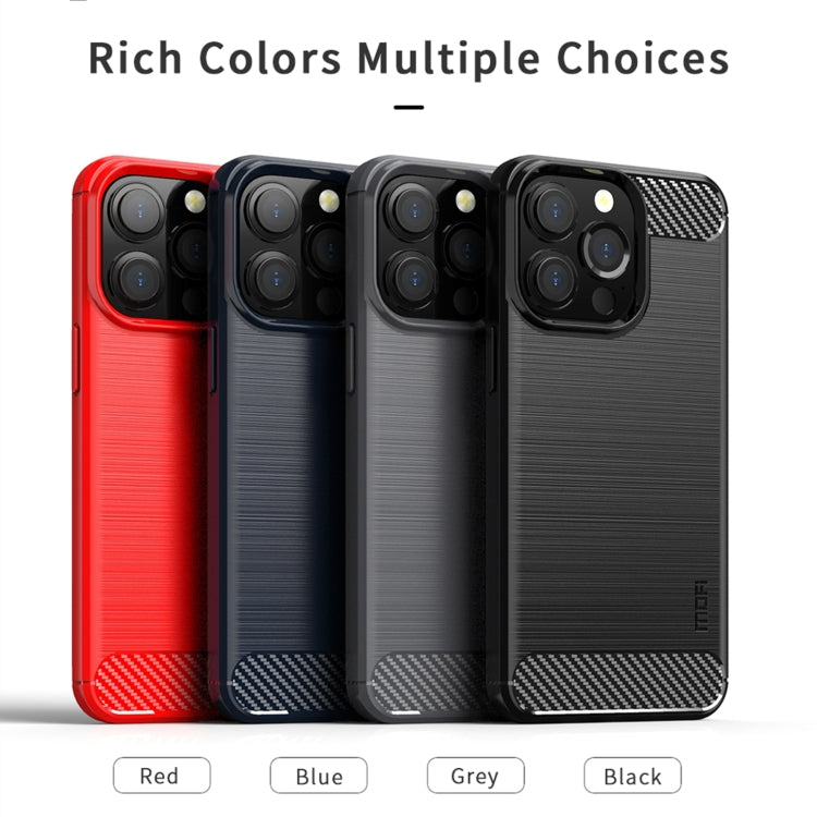 For iPhone 13 Pro MOFI Gentleness Series Brushed Texture Carbon Fiber Soft TPU Case  (Red) - free shipping - PMC TechLife - Order now!