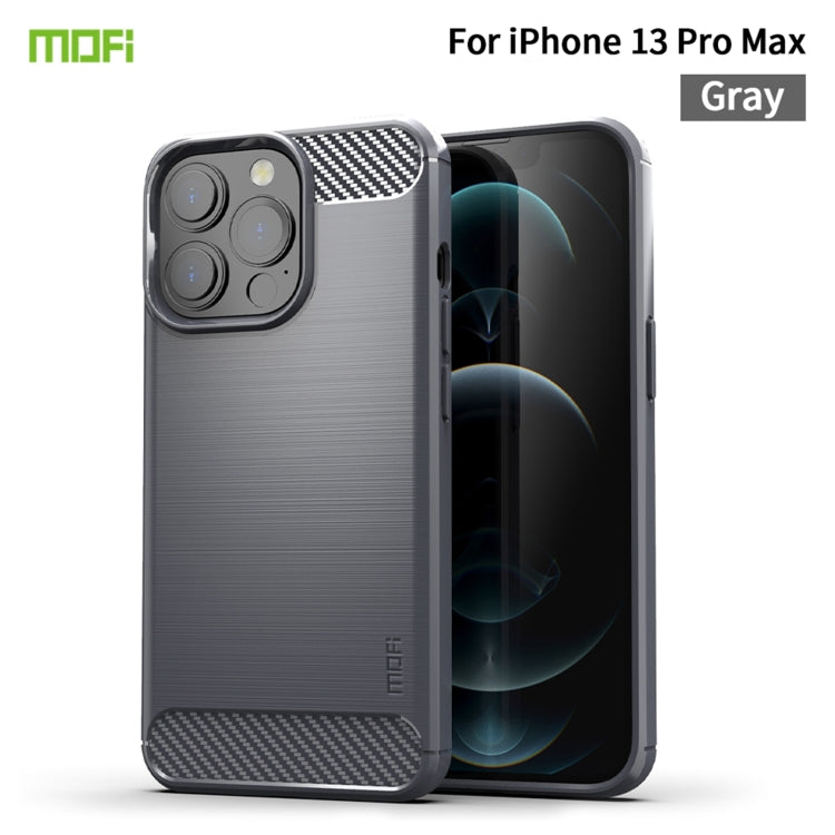 For iPhone 13 Pro Max MOFI Gentleness Series Brushed Texture Carbon Fiber Soft TPU Case  (Gray) - iPhone 13 Pro Max Cases by MOFI | Online Shopping South Africa | PMC Jewellery