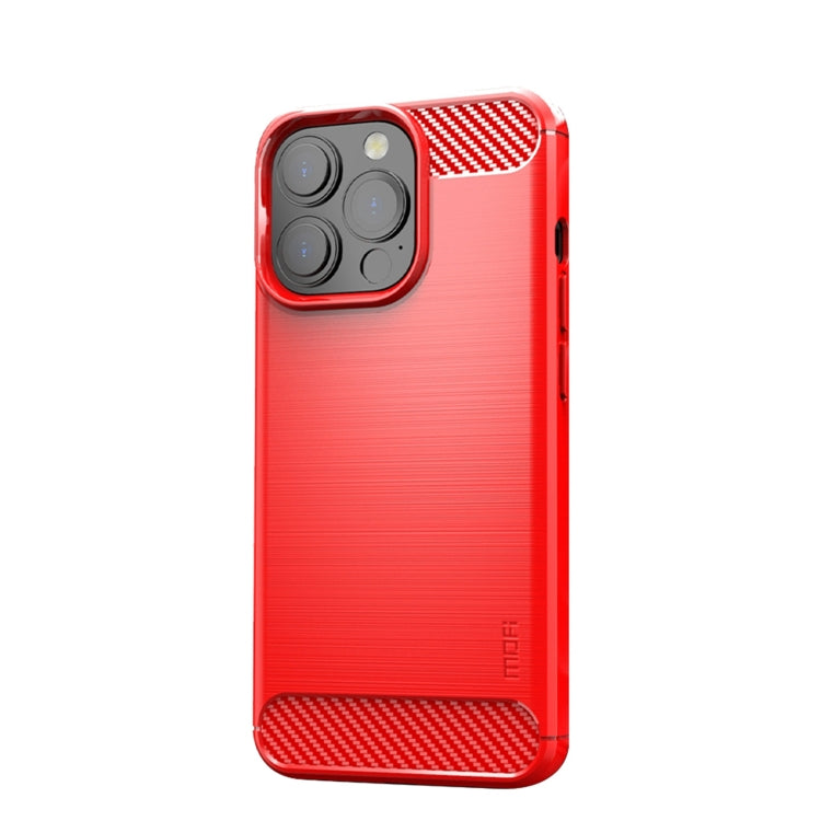 For iPhone 13 Pro Max MOFI Gentleness Series Brushed Texture Carbon Fiber Soft TPU Case  (Red) - iPhone 13 Pro Max Cases by MOFI | Online Shopping South Africa | PMC Jewellery