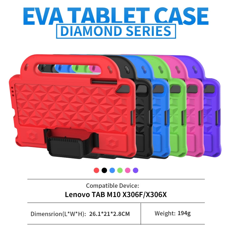 For Lenovo M10 X306X / X306F Diamond Series EVA Anti-Fall Shockproof Sleeve Protective Shell Case with Holder & Strap(Blue) - Lenovo by PMC TechLife | Online Shopping South Africa | PMC TechLife | Buy Now Pay Later Mobicred
