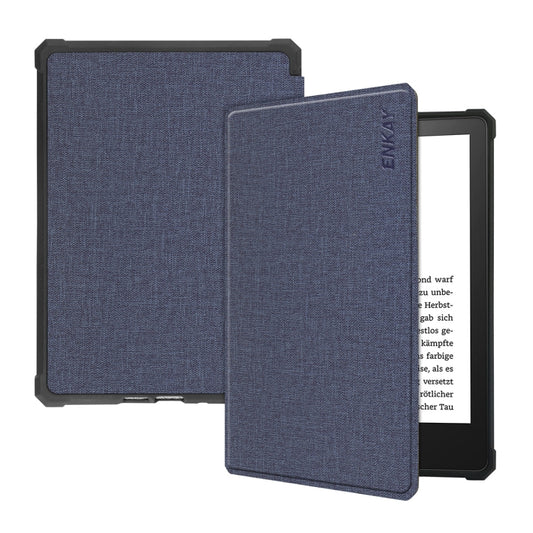 For Amazon Kindle Paperwhite 5 2021 ENKAY Solid Color Denim Texture Horizontal Flip Leather Tablet Case with Sleep / Wake-up Function(Dark Blue) - Amazon by ENKAY | Online Shopping South Africa | PMC Jewellery | Buy Now Pay Later Mobicred