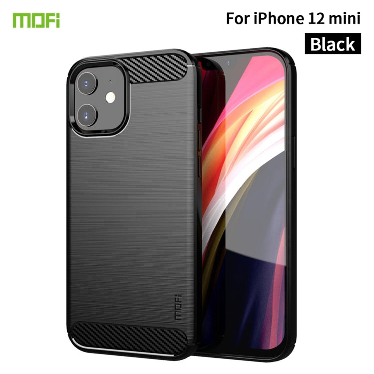 For iPhone 12 mini MOF Gentleness Series Brushed Texture Carbon Fiber Soft TPU Case (Black) - iPhone 12 mini Cases by MOFI | Online Shopping South Africa | PMC Jewellery