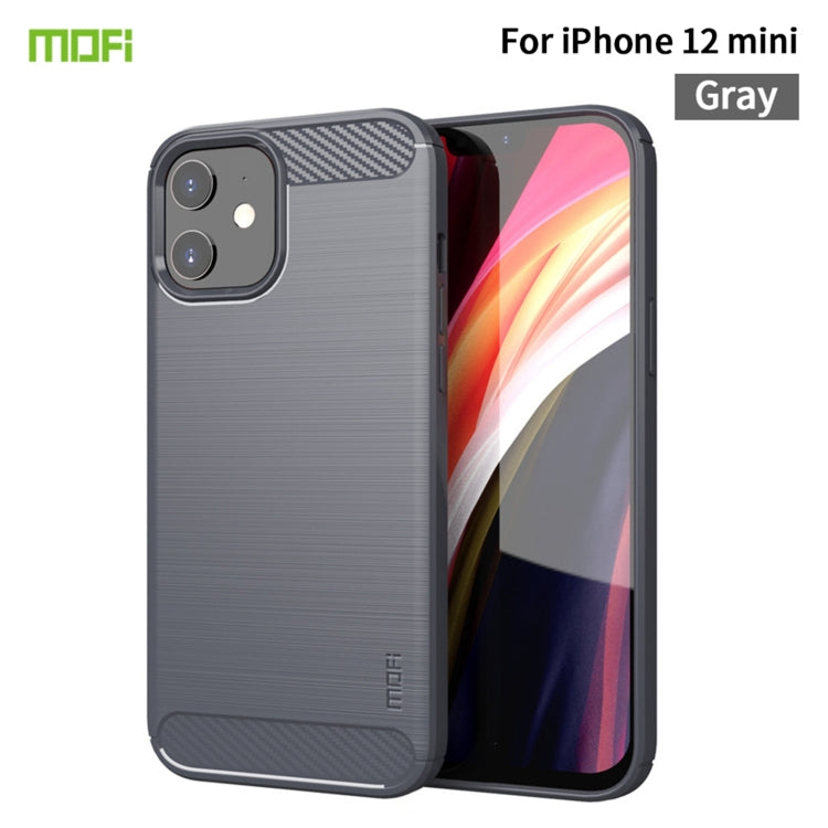 For iPhone 12 mini MOF Gentleness Series Brushed Texture Carbon Fiber Soft TPU Case (Gray) - iPhone 12 mini Cases by MOFI | Online Shopping South Africa | PMC Jewellery