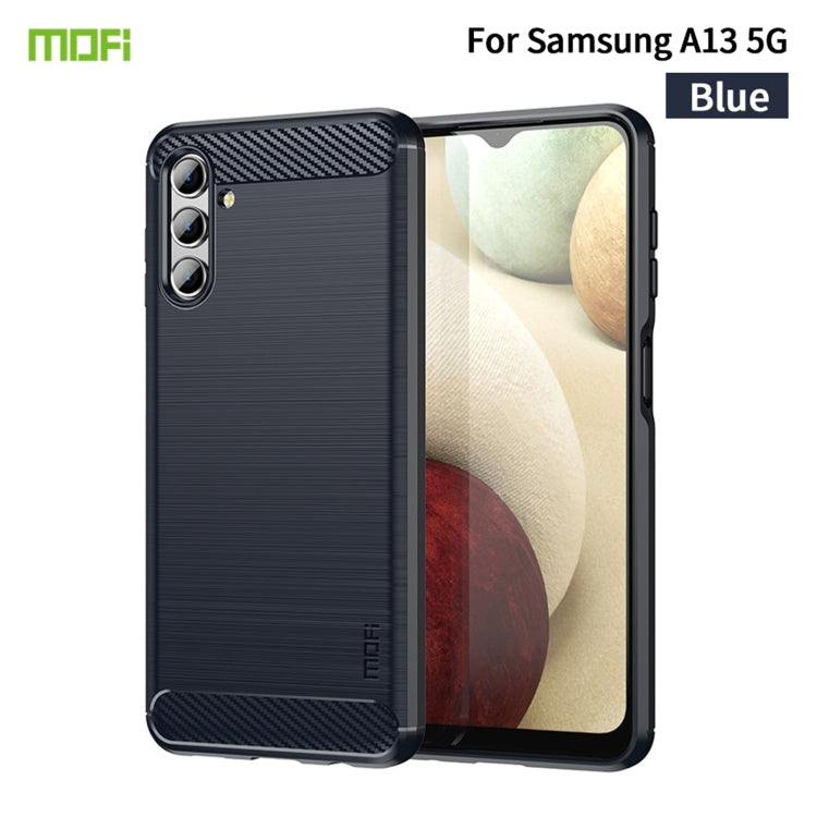 For Samsung Galaxy A13 5G MOFI Gentleness Series Brushed Texture Carbon Fiber Soft TPU Case(Blue) - Galaxy Phone Cases by MOFI | Online Shopping South Africa | PMC Jewellery | Buy Now Pay Later Mobicred