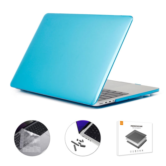 ENKAY Hat-Prince 3 in 1 Crystal Laptop Protective Case + TPU Keyboard Film + Anti-dust Plugs Set for MacBook Pro 14.2 inch A2442 2021, Version:EU Version(Light Blue) - MacBook Pro Cases by ENKAY | Online Shopping South Africa | PMC Jewellery | Buy Now Pay Later Mobicred