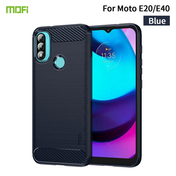 For Motorola Moto E20 / E30 / E40 MOFI Gentleness Series Brushed Texture Carbon Fiber Soft TPU Case(Blue) - Motorola Cases by MOFI | Online Shopping South Africa | PMC TechLife | Buy Now Pay Later Mobicred