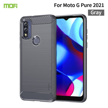 For Motorola Moto G Pure 2021 MOFI Gentleness Series Brushed Texture Carbon Fiber Soft TPU Case(Gray) - Motorola Cases by MOFI | Online Shopping South Africa | PMC Jewellery