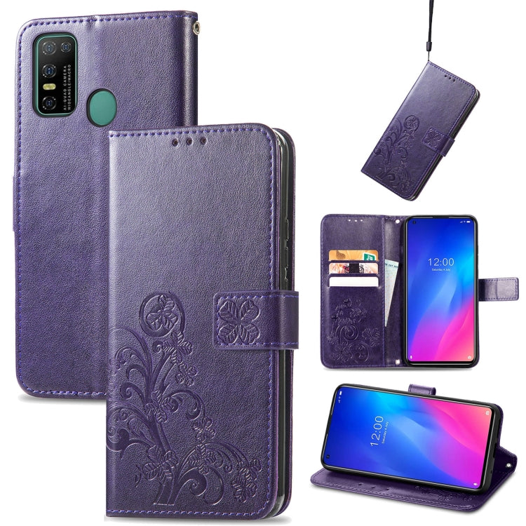 For Doogee N30 Four-leaf Clasp Embossed Buckle Mobile Phone Protection Leather Case(Purple) - More Brand by PMC Jewellery | Online Shopping South Africa | PMC Jewellery | Buy Now Pay Later Mobicred