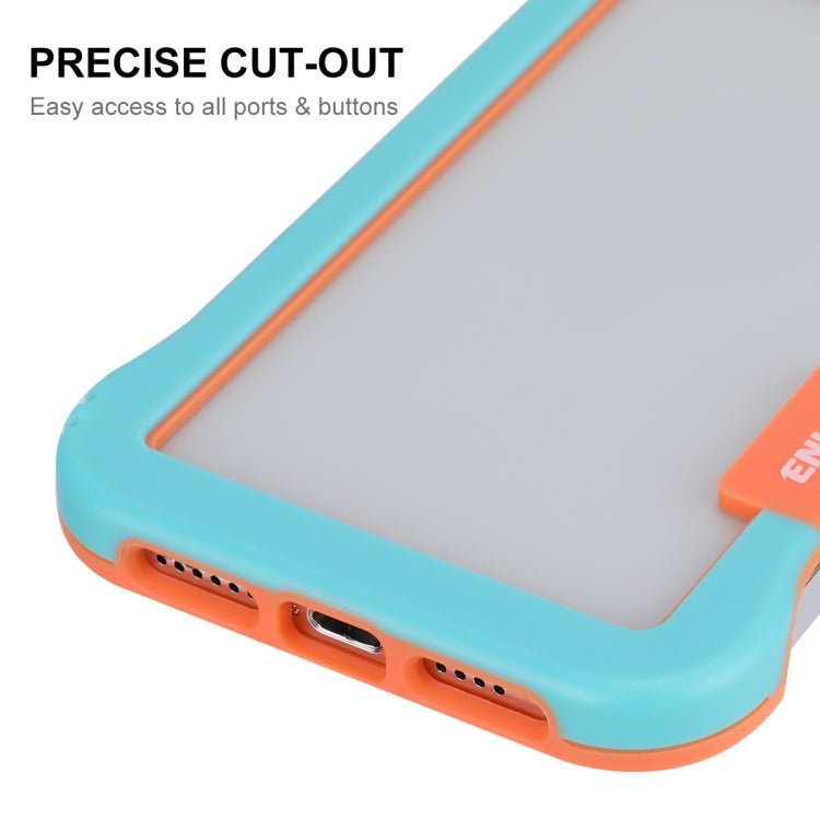 For iPhone 12 / 12 Pro ENKAY Frameless Hollow Shockproof PC Case(Blue) - iPhone 12 / 12 Pro Cases by ENKAY | Online Shopping South Africa | PMC Jewellery | Buy Now Pay Later Mobicred