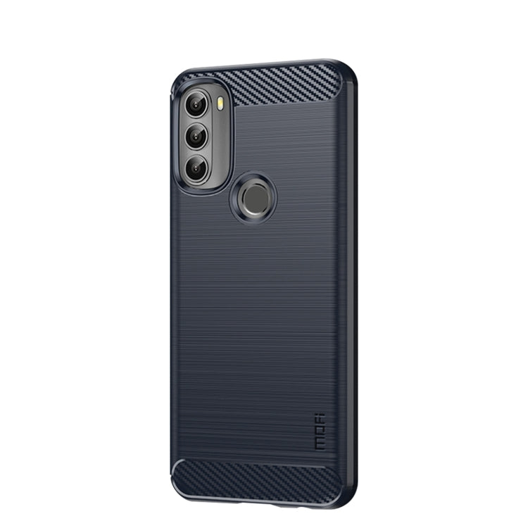 For Motorola Moto G71 5G MOFI Gentleness Brushed Carbon Fiber Soft TPU Case(Blue) - Motorola Cases by MOFI | Online Shopping South Africa | PMC Jewellery | Buy Now Pay Later Mobicred