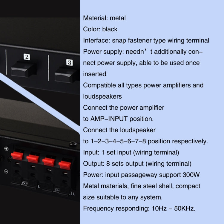 100W 1 In 8 Out Power Amplifier Box Distribute Switcher Loudspeaker -  by PMC Jewellery | Online Shopping South Africa | PMC Jewellery | Buy Now Pay Later Mobicred