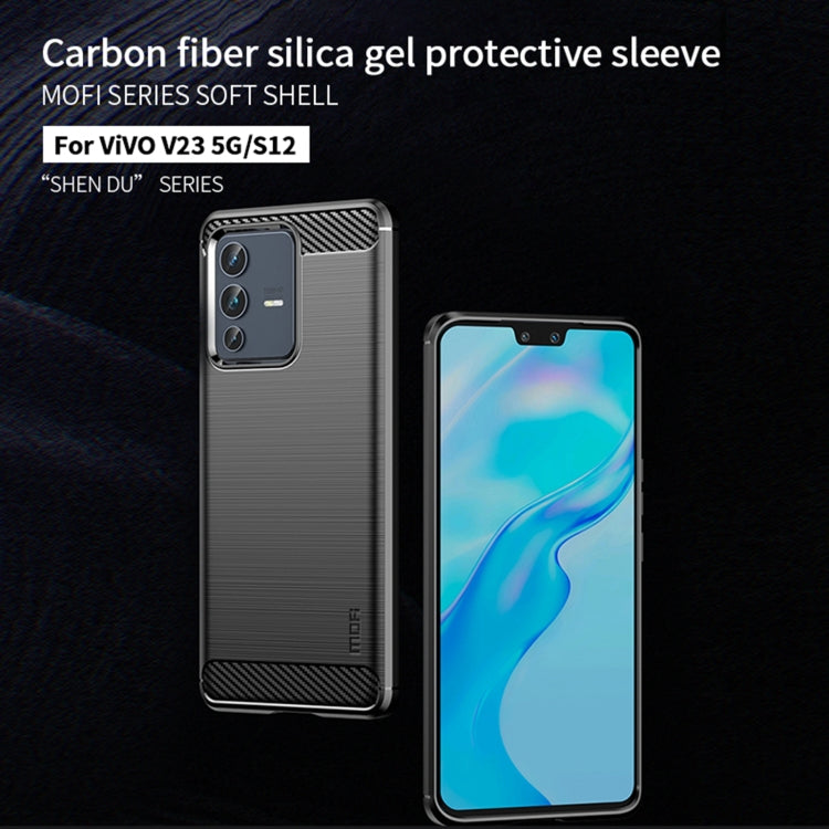 For vivo V23 5G/S12 MOFI Gentleness Series Brushed Texture Carbon Fiber Soft TPU Phone Case(Black) - vivo Cases by MOFI | Online Shopping South Africa | PMC Jewellery