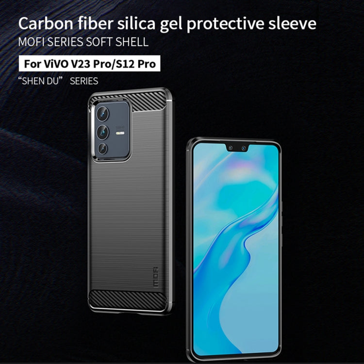 For vivo V23 Pro /S12 Pro MOFI Gentleness Series Brushed Texture Carbon Fiber Soft TPU Phone Case(Black) - vivo Cases by MOFI | Online Shopping South Africa | PMC Jewellery