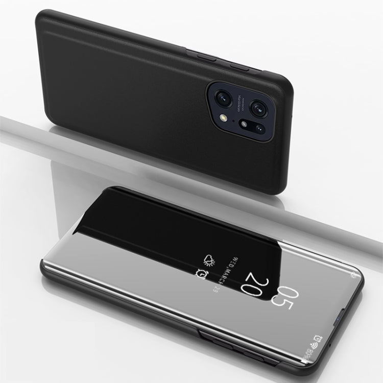 For OPPO Realme 9 Pro+ Plated Mirror Horizontal Flip Leather Case with Holder(Black) - Realme Cases by PMC TechLife | Online Shopping South Africa | PMC TechLife
