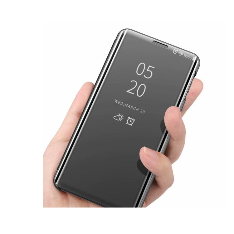 For OPPO Realme 9 Pro+ Plated Mirror Horizontal Flip Leather Case with Holder(Black) - Realme Cases by PMC TechLife | Online Shopping South Africa | PMC TechLife