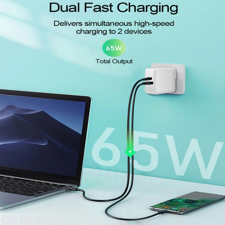 PD-65W USB-C / Type-C + QC3. 0 USB Laptop Charging Adapter, EU Plug / US Plug(White) - Cable & Adapter by PMC Jewellery | Online Shopping South Africa | PMC Jewellery | Buy Now Pay Later Mobicred