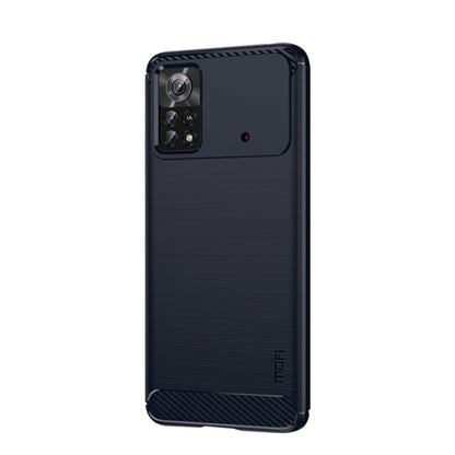 For Xiaomi Poco X4 Pro 5G MOFI Gentleness Brushed Carbon Fiber Soft TPU Case(Blue) - Xiaomi Cases by MOFI | Online Shopping South Africa | PMC Jewellery