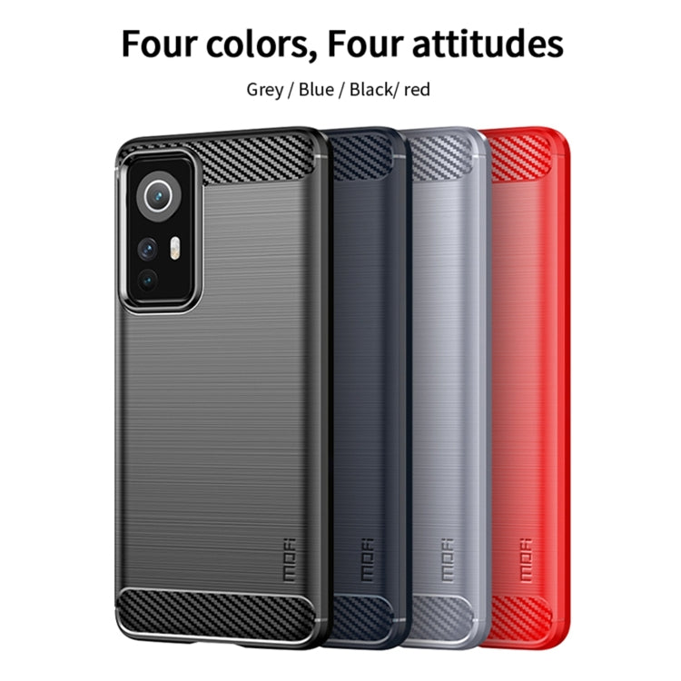 For Xiaomi 12 / 12X MOFI Gentleness Brushed Carbon Fiber Soft TPU Case(Red) - Xiaomi Cases by MOFI | Online Shopping South Africa | PMC TechLife | Buy Now Pay Later Mobicred