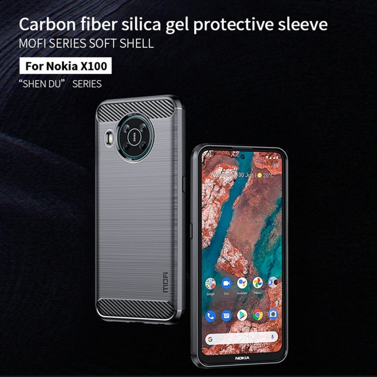 For Nokia X100 MOFI Gentleness Series Brushed Texture Carbon Fiber TPU Phone Case(Blue) - Nokia Cases by MOFI | Online Shopping South Africa | PMC Jewellery