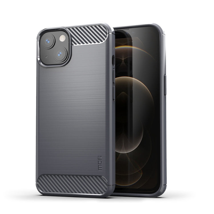 For iPhone 14 MOFI Gentleness Brushed Texture Carbon Fiber TPU Phone Case (Gray) - iPhone 14 Cases by MOFI | Online Shopping South Africa | PMC TechLife