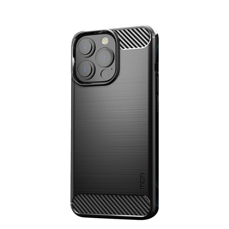 For iPhone 14 Pro MOFI Gentleness Brushed Texture Carbon Fiber TPU Phone Case (Black) - iPhone 14 Pro Cases by MOFI | Online Shopping South Africa | PMC Jewellery