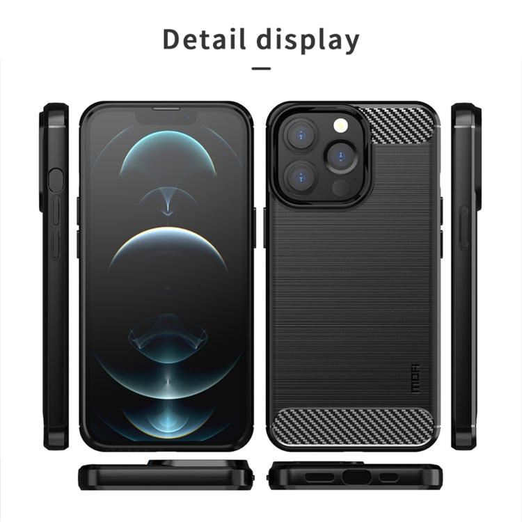 For iPhone 14 Pro Max MOFI Gentleness Brushed Texture Carbon Fiber TPU Phone Case (Red) - free shipping - PMC TechLife - Order now!