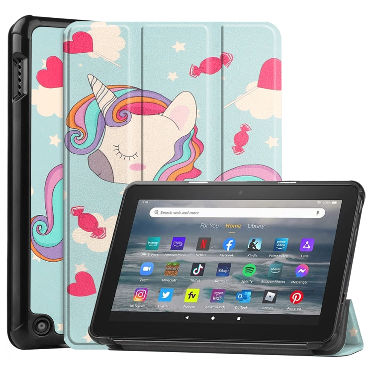 For Amazon Fire 7 12th 2022 JSM Smart Leather Tablet Case(Unicorn) - free shipping - PMc TechLife - Order now!