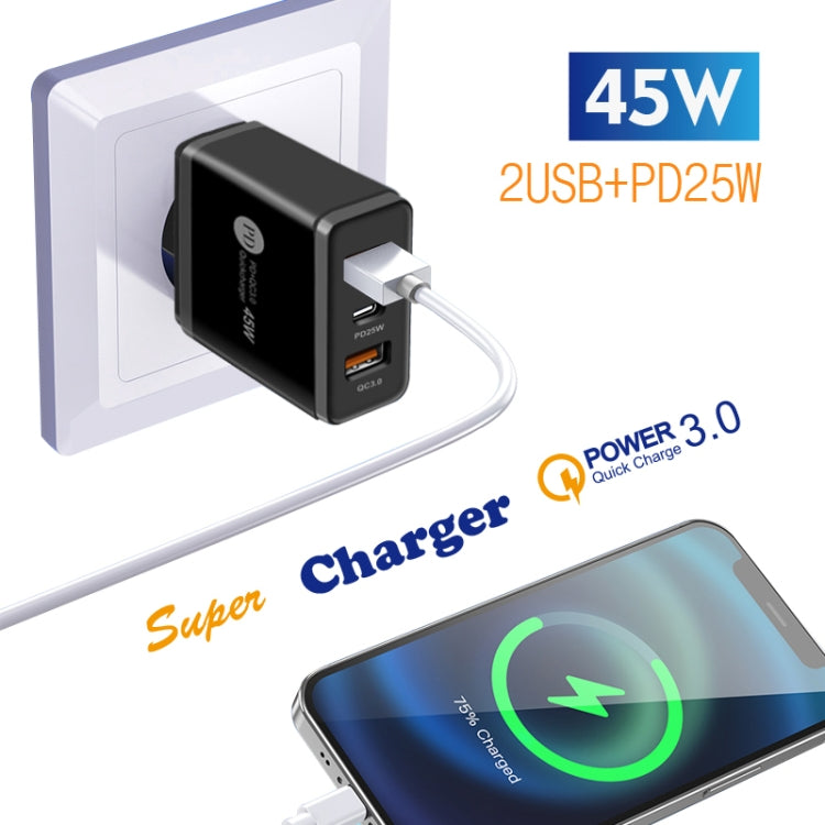 45W PD3.0 + 2 x QC3.0 USB Multi Port Quick Charger, UK Plug(White) - USB Charger by PMC Jewellery | Online Shopping South Africa | PMC Jewellery | Buy Now Pay Later Mobicred