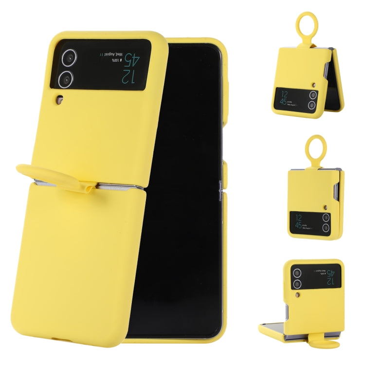 For Samsung Galaxy Flip 3 Silicone Integrated Ring Buckle Phone Case(Yellow) - Galaxy Phone Cases by PMC Jewellery | Online Shopping South Africa | PMC Jewellery