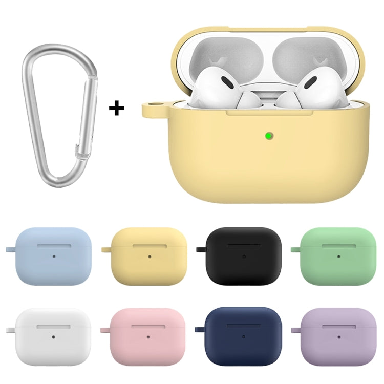 For Apple AirPods Pro 2 2022 ENKAY Thickened Silicone Protective Case with Keychain(White) - For AirPods Pro 2 by ENKAY | Online Shopping South Africa | PMC Jewellery