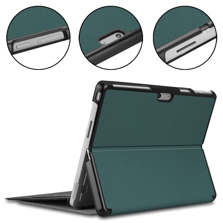 For Microsoft Surface Pro 9 JUNSUNMAY Custer Solid Color 3-Fold Stand Leather Tablet Case(Dark Green) - Microsoft by JUNSUNMAY | Online Shopping South Africa | PMC Jewellery | Buy Now Pay Later Mobicred