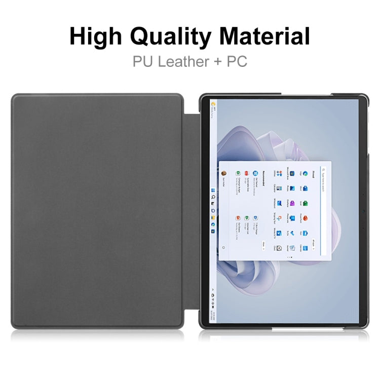 For Microsoft Surface Pro 9 JUNSUNMAY Custer Solid Color 3-Fold Stand Leather Tablet Case(Dark Green) - free shipping - PMC TechLife - Order now!