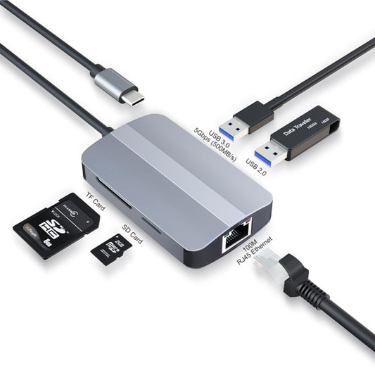 JUNSUNMAY 5 in 1 Type-c to RJ45 Ethernet + SD/TF Card Reader Multifunctional USB-C Hub - USB HUB by JUNSUNMAY | Online Shopping South Africa | PMC Jewellery | Buy Now Pay Later Mobicred