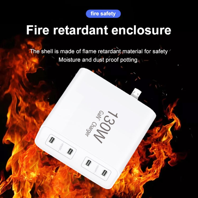 GaN 130W 4-Port USB-C PD65W / PD30W Multi Port Type-C Charger with  1.8m Type-C to MagSafe 1 / L Header Data Cable US Plug - Cable & Adapter by PMC Jewellery | Online Shopping South Africa | PMC Jewellery | Buy Now Pay Later Mobicred