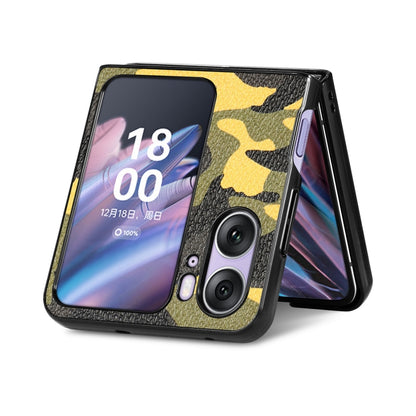 For OPPO Find N2 Flip Camouflage Leather Back Cover Phone Case(Yellow) - Find N2 Flip Cases by PMC Jewellery | Online Shopping South Africa | PMC Jewellery | Buy Now Pay Later Mobicred