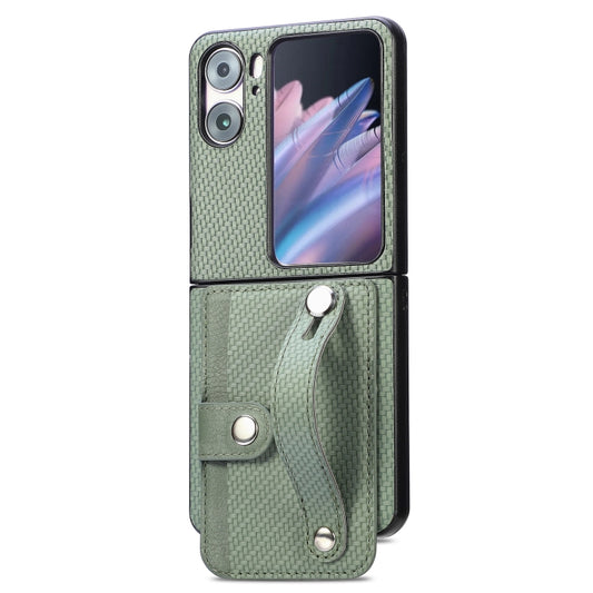 For OPPO Find N2 Flip Wristband Kickstand Card Wallet Back Cover Phone Case(Green) - Find N2 Flip Cases by PMC Jewellery | Online Shopping South Africa | PMC Jewellery