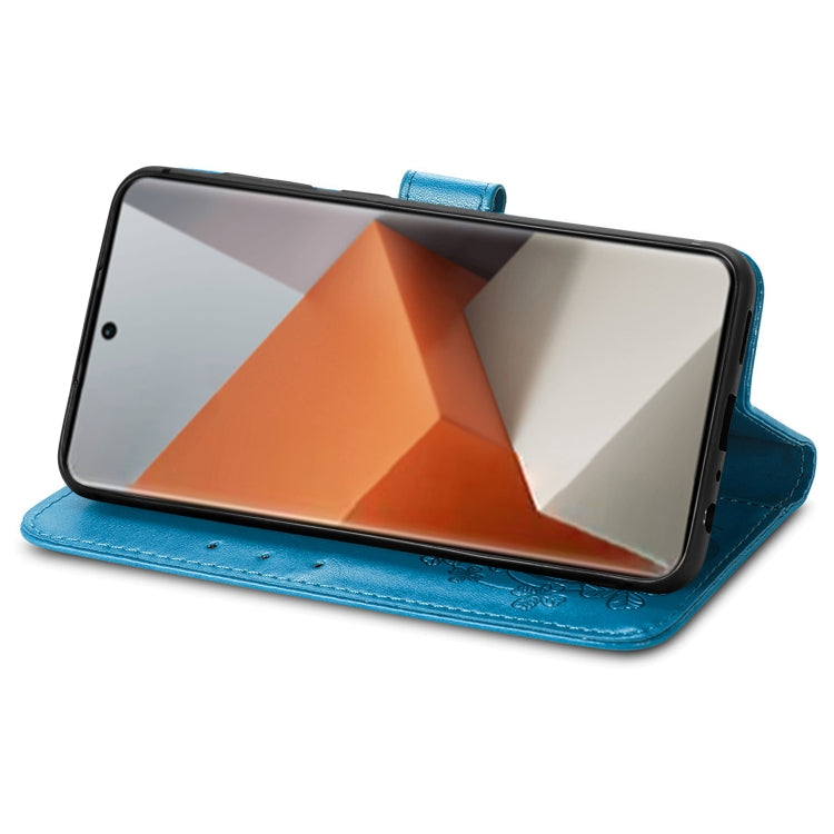 For Xiaomi Redmi Note 13 Pro+ Four-leaf Clasp Embossed Leather Phone Case(Blue) - Note 13 Pro+ Cases by PMC TechLife | Online Shopping South Africa | PMC TechLife | Buy Now Pay Later Mobicred