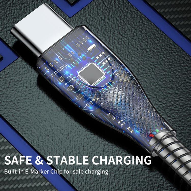 ENKAY ENK-CB131 USB to 8 Pin Carbon Steel Hose Spring 2.4A Fast Charging Data Cable, Length:1m(Silver) - Normal Style Cable by ENKAY | Online Shopping South Africa | PMC Jewellery | Buy Now Pay Later Mobicred