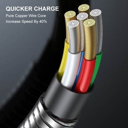 ENKAY ENK-CB131 USB to 8 Pin Carbon Steel Hose Spring 2.4A Fast Charging Data Cable, Length:2m(Black) - Normal Style Cable by ENKAY | Online Shopping South Africa | PMC Jewellery | Buy Now Pay Later Mobicred