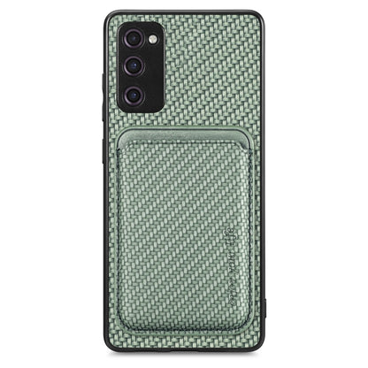 For Samsung Galaxy S20 FE Carbon Fiber Leather Card Magsafe Magnetic Phone Case(Green) - Galaxy S20 FE Cases by PMC Jewellery | Online Shopping South Africa | PMC Jewellery