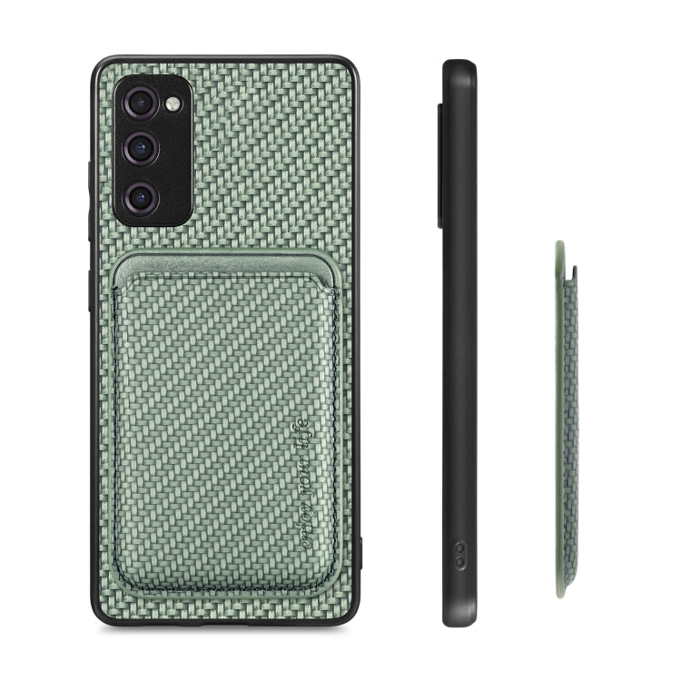 For Samsung Galaxy S20 FE Carbon Fiber Leather Card Magsafe Magnetic Phone Case(Green) - Galaxy S20 FE Cases by PMC Jewellery | Online Shopping South Africa | PMC Jewellery