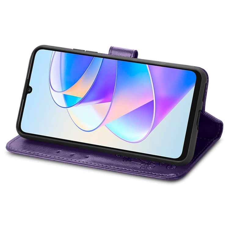 For Honor X7a Four-leaf Clasp Embossed Leather Phone Case(Purple) - free shipping - PMC TechLife - Order now!