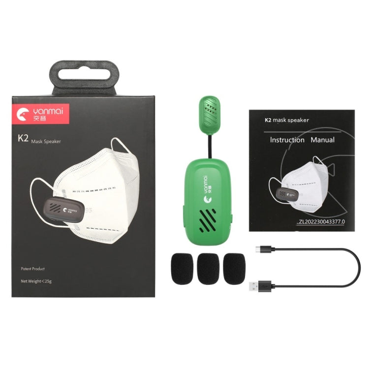 Yanmai K2 Portable Mini Wireless Bluetooth Lapel Microphone(Green) - Microphone by Yanmai | Online Shopping South Africa | PMC TechLife | Buy Now Pay Later Mobicred