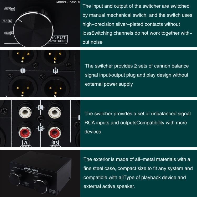 B033 3 Input To 3 Output Fully Balanced XLR Signal Passive Stereo Selector Switch Switcher -  by PMC TechLife | Online Shopping South Africa | PMC TechLife | Buy Now Pay Later Mobicred