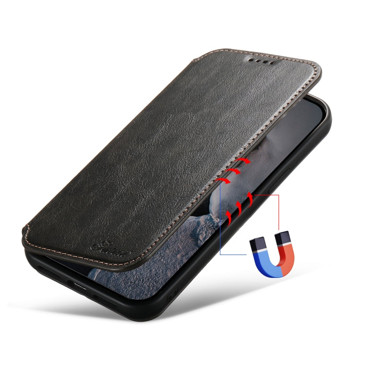 For iPhone 13 Suteni J05 Leather Magnetic Magsafe Phone Case(Black) - iPhone 13 Cases by Suteni | Online Shopping South Africa | PMC Jewellery | Buy Now Pay Later Mobicred