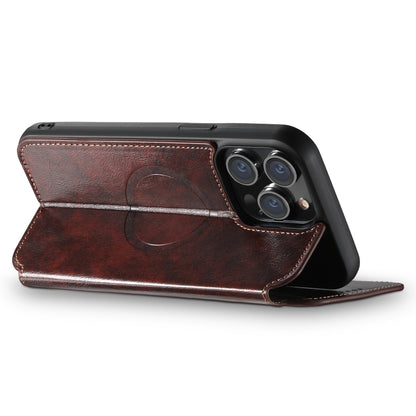 For iPhone 13 Suteni J05 Leather Magnetic Magsafe Phone Case(Brown) - iPhone 13 Cases by Suteni | Online Shopping South Africa | PMC Jewellery | Buy Now Pay Later Mobicred